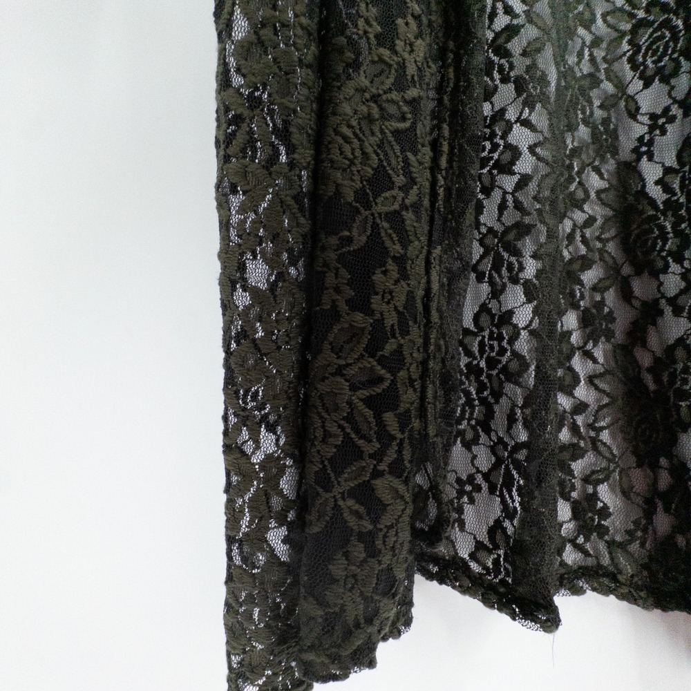 Vintage Green Lace Cardigan Women 3X Boho Witchy Earthy 90s Y2K Flowy Romantic - Picture 7 of 7